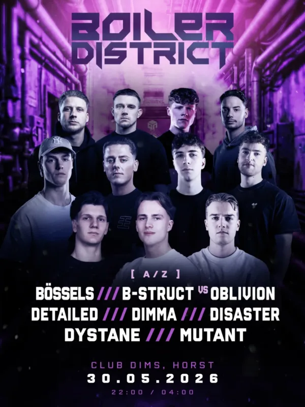 Boiler District event poster - 30 mei 2026 Club Dims Horst