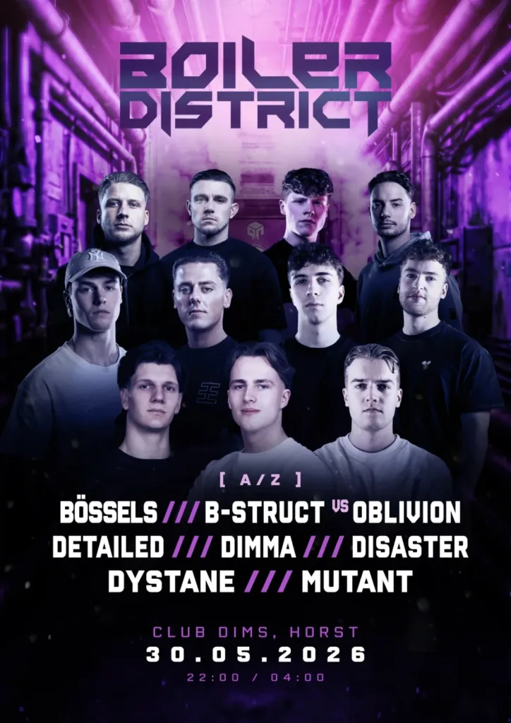 Boiler District event poster - 30 mei 2026 Club Dims Horst