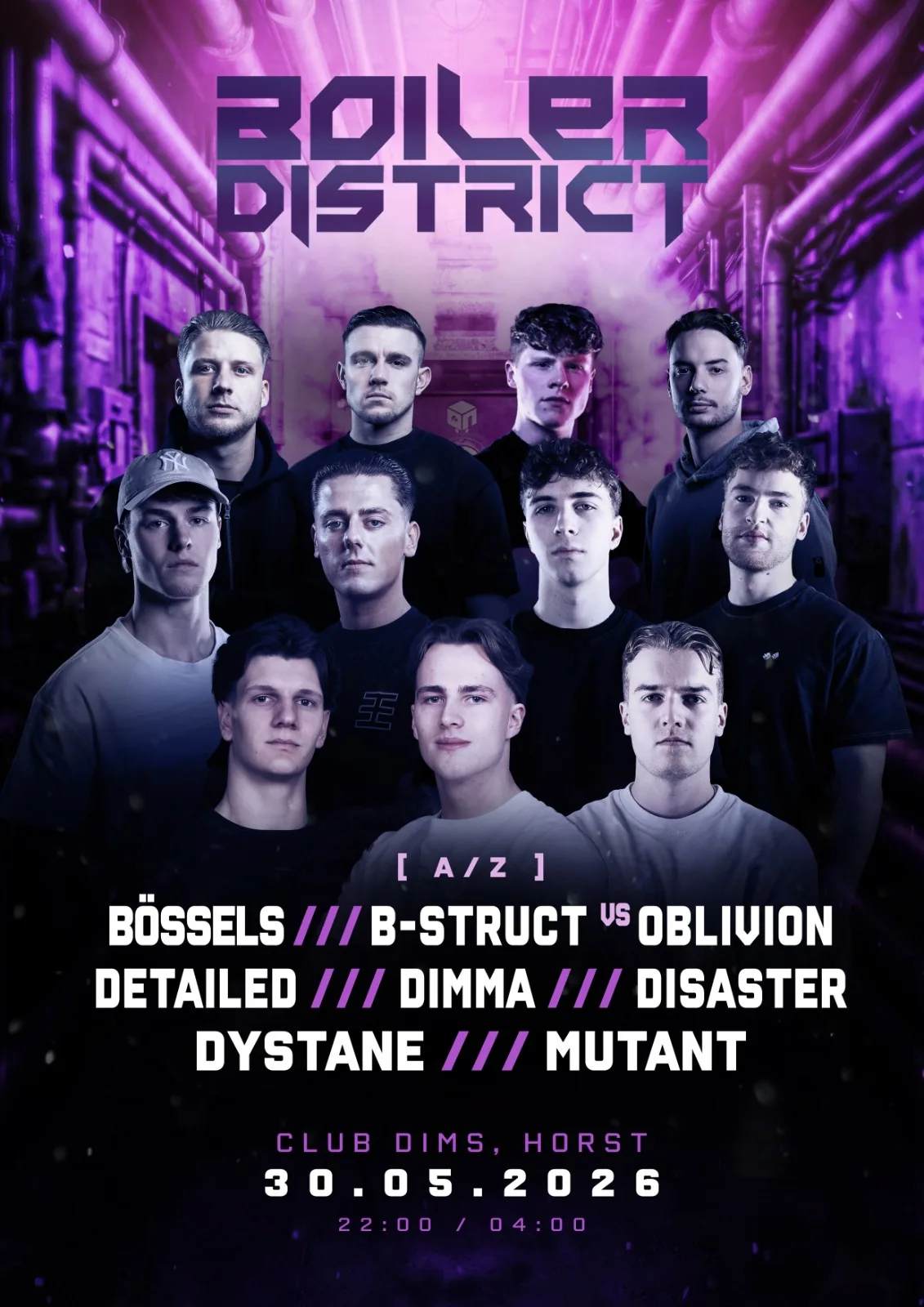 Boiler District event poster - 30 mei 2026 Club Dims Horst