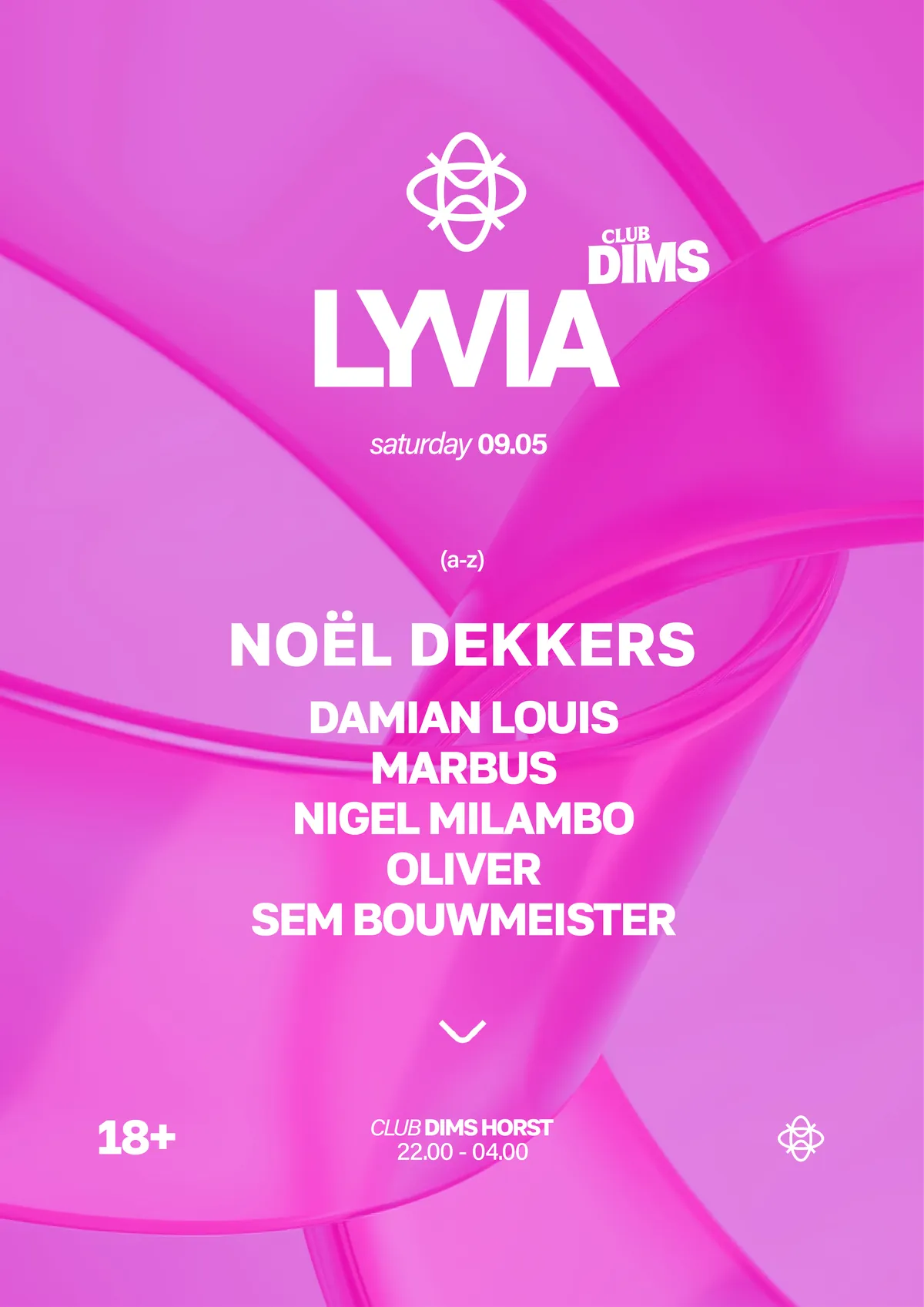 LYVIA event poster - 9 mei 2026 Club Dims Horst